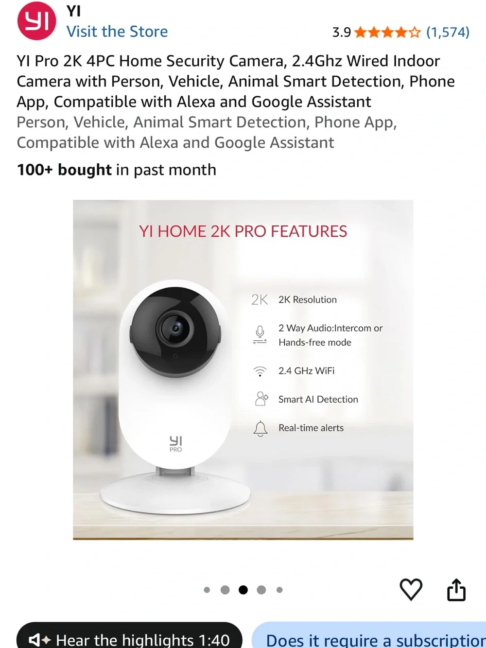 Pro White Indoor Security Camera - AI Motion Detection